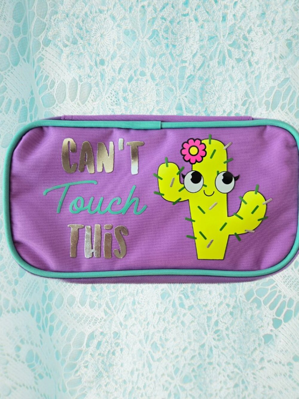 Kawaii Lavender Cactus Cute Pencil Case Art Craft Bag Organizer Decora Kidcore